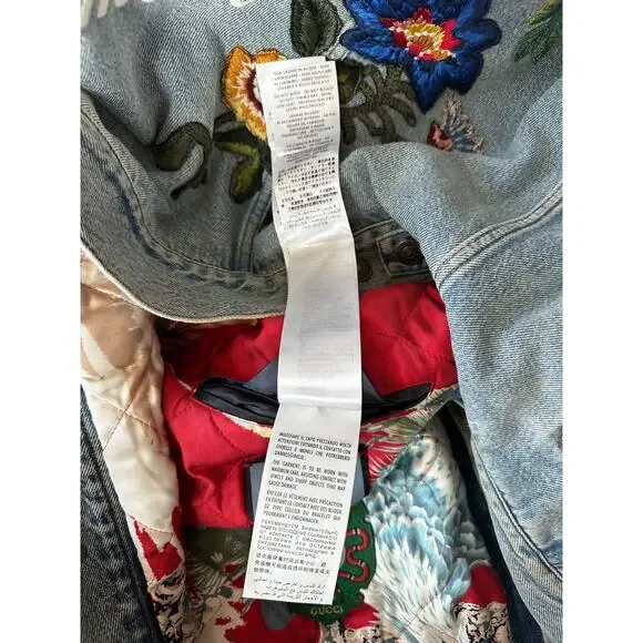 Gucci Blue DIY Custom Embroidered Patch Denim Jacket - Picture 7 of 7
